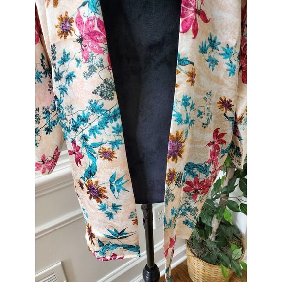 Beautifully Couture Women Floral Polyester Long Sleeve Open Front Kimono Small - Picture 4 of 13